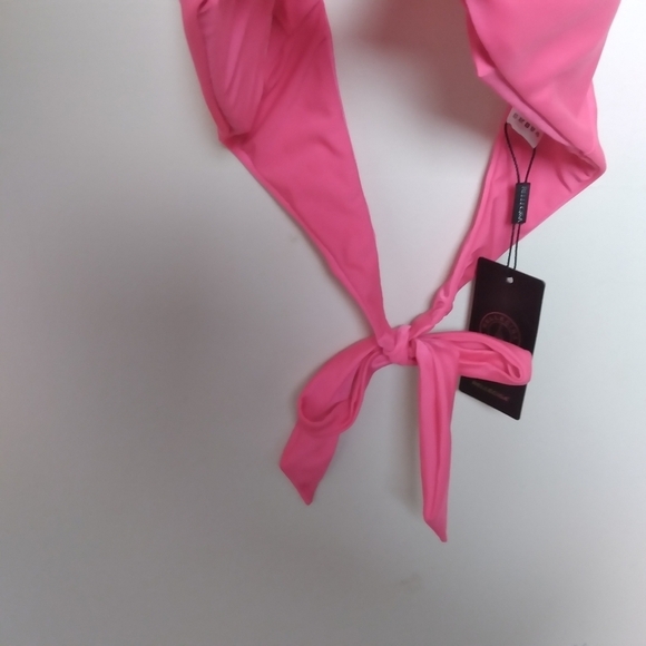 Relleciga Hot Pink Keyhole Cutout Halter Bikini Top Size Large New with Tags - Picture 6 of 9